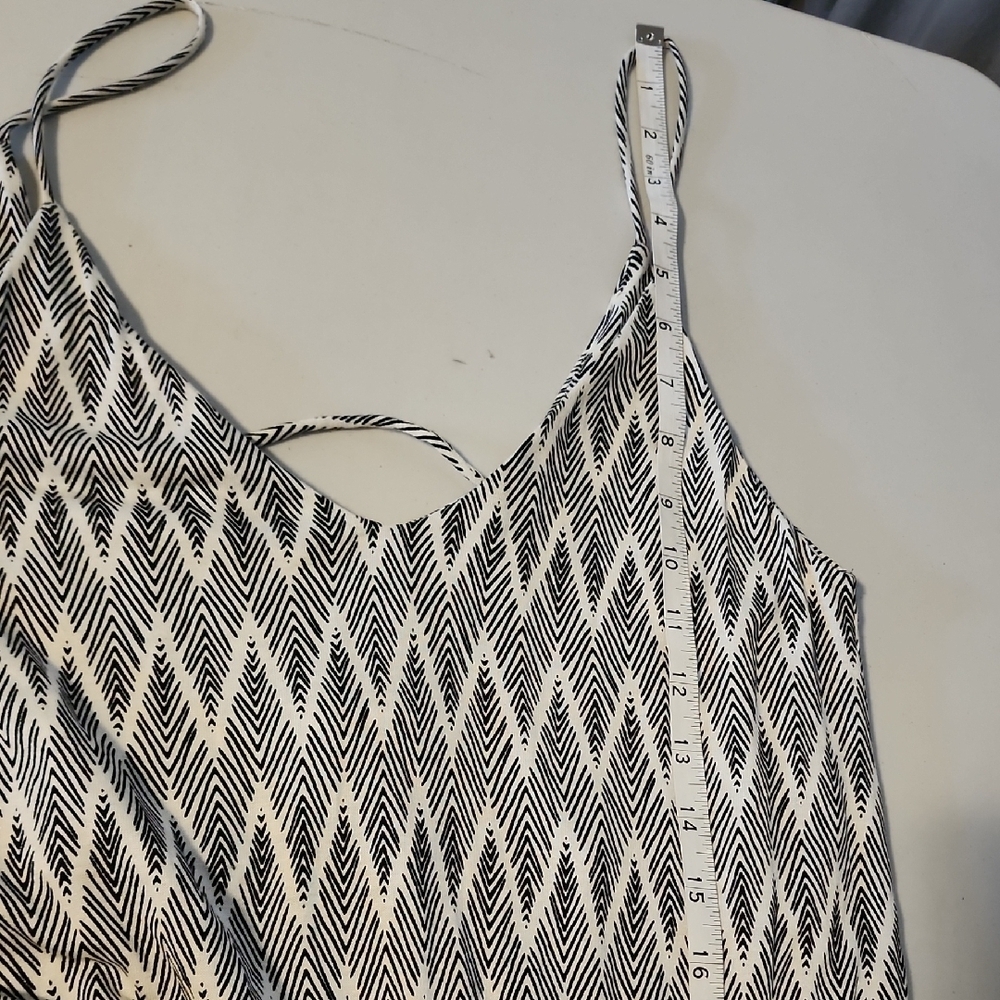 Black and White Chevron Jumpsuit with Tapered Legs - Picture 7 of 10